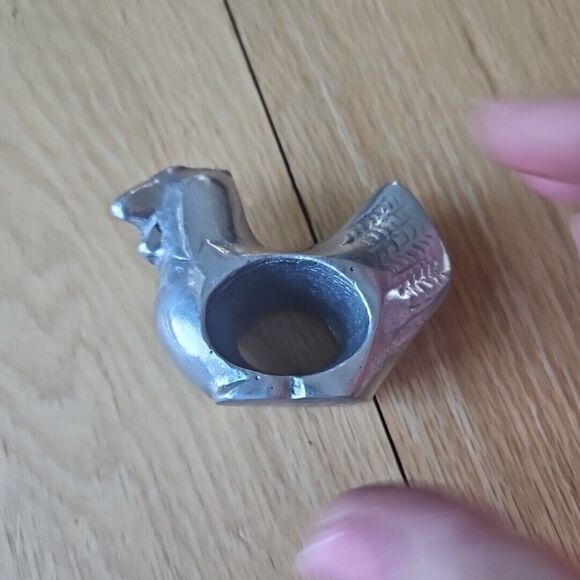 Vintage Pewter Napkin Rings Farmhouse Animal Set Of 2- Rabbit & Chicken - Picture 8 of 15